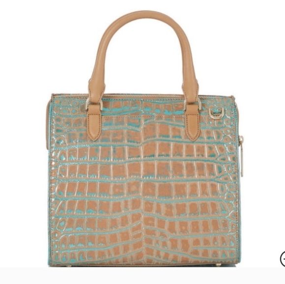 💛🔹️Brahmin 🔹️Small Caroline Mineral Blue  Fremont Genuine Leather Satchel - Picture 3 of 11